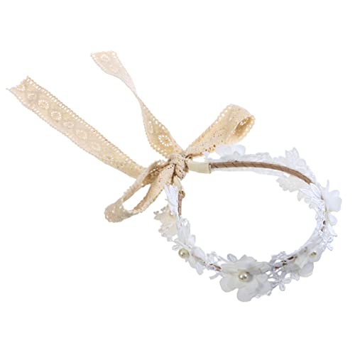 IWOWHERO Haarband mädchen stirnbänder besticktes Streamer-Kranz-Stirnband kinder haarschmuck hair accessories for girls Blumenmädchen-Kopfschmuck Blumenmädchen Haarschmuck Krone Schal von IWOWHERO