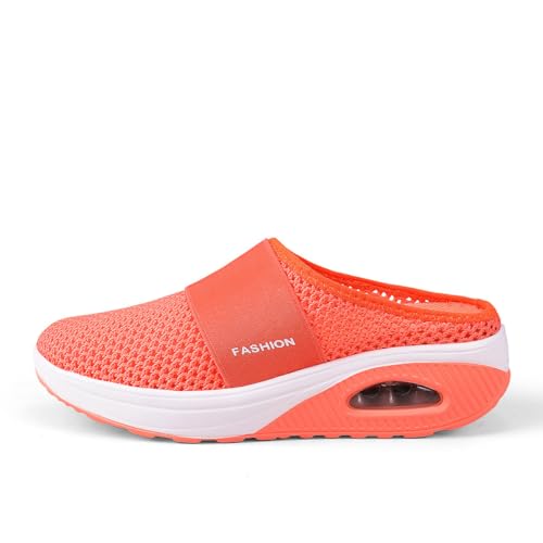 Damen-Sneaker,Orthopädische Turnschuhe Für Frauen Luftgepolsterte Laufschuhe Atmungsaktive Hausschuhe, Bequeme Sportschuhe Für Draußen-Orange||35EU von IXII