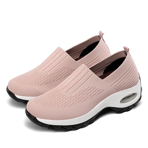 Damen-Sneaker,Orthopädische Walking-Schuhe Für Frauen, Luftgepolsterte Sneaker, Weiches, Atmungsaktives Futter, rutschfeste Outdoor-Laufschuhe-Flesh Pink||35EU von IXII