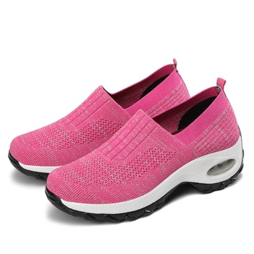 Damen-Sneaker,Orthopädische Walking-Schuhe Für Frauen, Luftgepolsterte Sneaker, Weiches, Atmungsaktives Futter, rutschfeste Outdoor-Laufschuhe-Pink||35EU von IXII