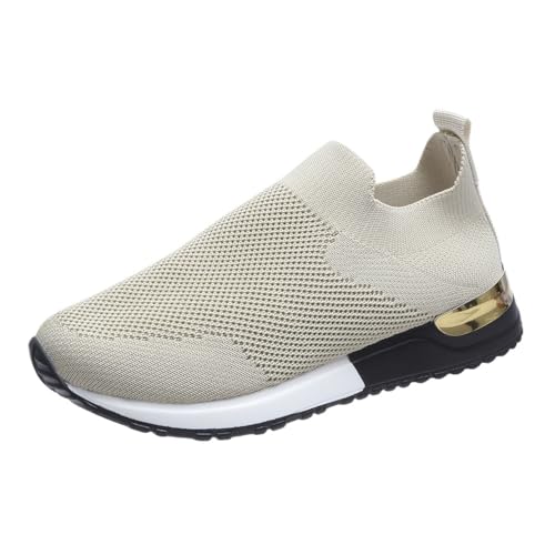 IXII Damen-Sneaker,Damen Turnschuhe Ohne Schnürung, Orthopädische Laufschuhe, Rutschfestes, Verschleißfestes, Atmungsaktives Futter, Erhältlich-Beige||39EU von IXII