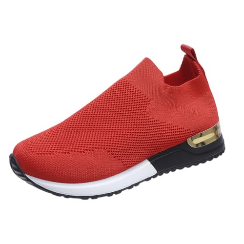 IXII Damen-Sneaker,Damen Turnschuhe Ohne Schnürung, Orthopädische Laufschuhe, Rutschfestes, Verschleißfestes, Atmungsaktives Futter, Erhältlich-Red||39EU von IXII