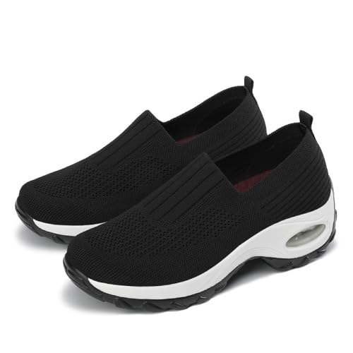 IXII Damen-Sneaker Outdoor-Laufschuhe, Bequeme Gefütterte Laufschuhe, Atmungsaktive Laufschuhe Ohne Schnürsenkel-Black||35EU von IXII