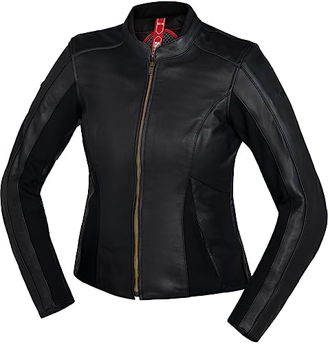 IXS Aberdeen Lederjacke Motorradjacke Tourenjacke Damen Schwarz Rindsnappaleder 44 von IXS