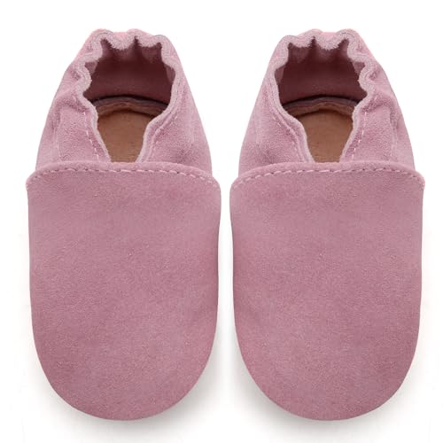 IceUnicorn Baby Lauflernschuhe Krabbelschuhe Baby Mädchen Jungen Lederschuhe Baby Weicher Leder Hausschuhe Baby Wildledersohlen Babyschuhe(Rosa, 18-24 Monate) von IceUnicorn