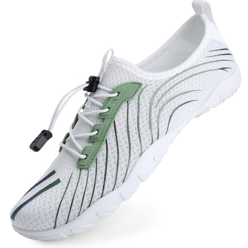 IceUnicorn Badeschuhe Damen Herren Strandschuhe Aquaschuhe Wasserschuhe Schwimmschuhe Sommer Schnell Trocknend Surfschuhe(311Weiß,37EU) von IceUnicorn