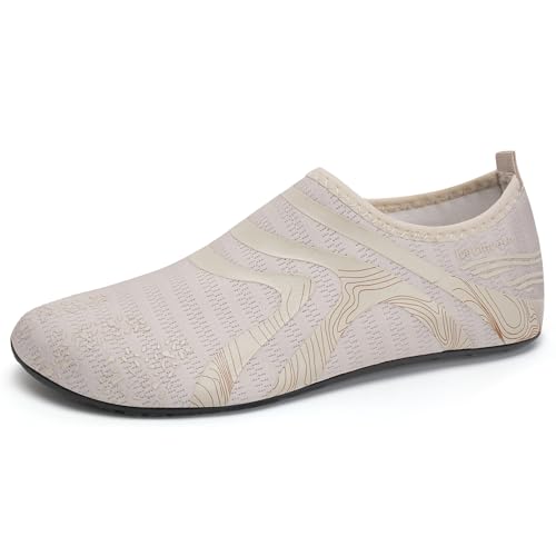 IceUnicorn Badeschuhe Damen Strandschuhe Herren Barfuss Socken Schwimmschuhe Aquaschuhe Wasser leich(342Beige,40/41EU) von IceUnicorn