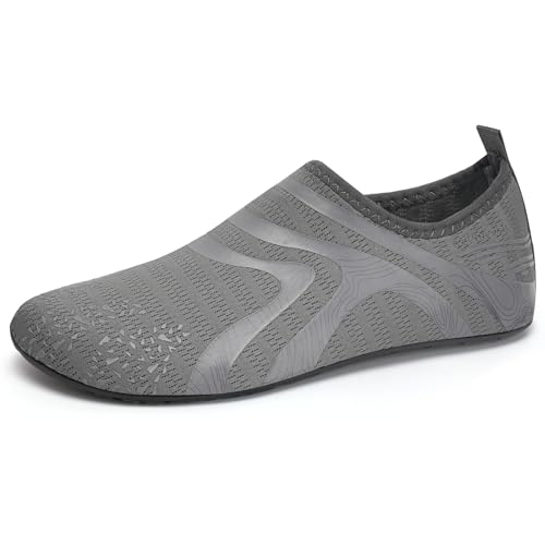 IceUnicorn Badeschuhe Damen Strandschuhe Herren Barfuss Socken Schwimmschuhe Aquaschuhe Wasser leich(342Grau,42/43EU) von IceUnicorn