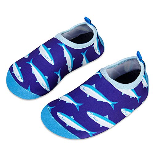 IceUnicorn Kinder Strandschuhe Jungen Mädchen Schwimmschuhe Aqua Schuhe Baby Badeschuhe für Beach Pool Surfen Yoga Unisex(Kleiner Hai, 20/21 EU) von IceUnicorn