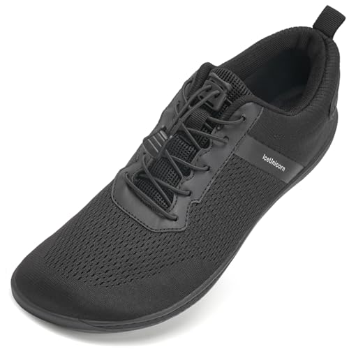 IceUnicorn Barfuss Schuhe Damen Barfußschuhe Herren Walkingschuhe Finessschuhe Outdoor Freizeit(147Schwarz,44EU) von IceUnicorn