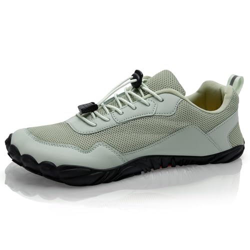 IceUnicorn Barfuss Schuhe Damen Barfußschuhe Herren Trekking Wanderhalbschuhe Breiter Zehenbox Minimalistische(111Grün,42EU) von IceUnicorn