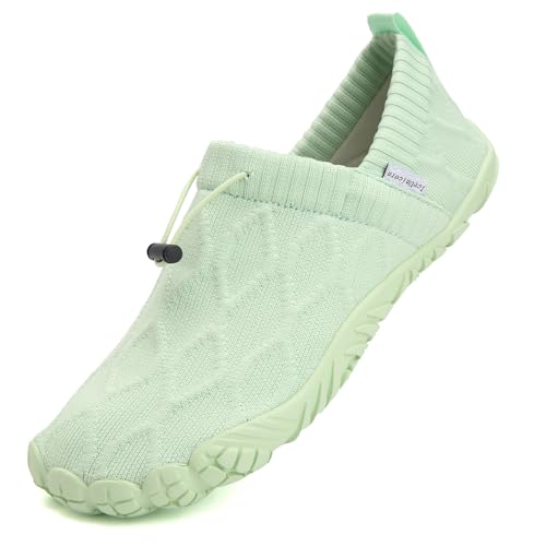 IceUnicorn Barfuss Schuhe Damen Winter Barfußschuhe Herren Breiter Zehenbox Traillaufschuhe Fitnessschuhe Minimalistische(097Grün,38EU) von IceUnicorn