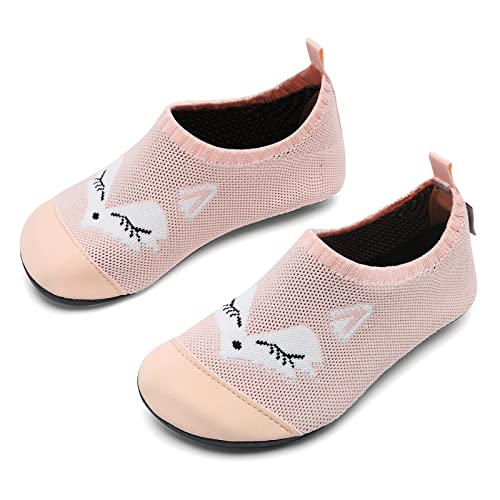 IceUnicorn Hausschuhe Kinder Atmungsaktive Pantoffeln Leicht Rutschfest Kleinkinder Hüttenschuhe Jungen Mädchen Slippers(B05 Fuchs Rosa,22/23EU) von IceUnicorn