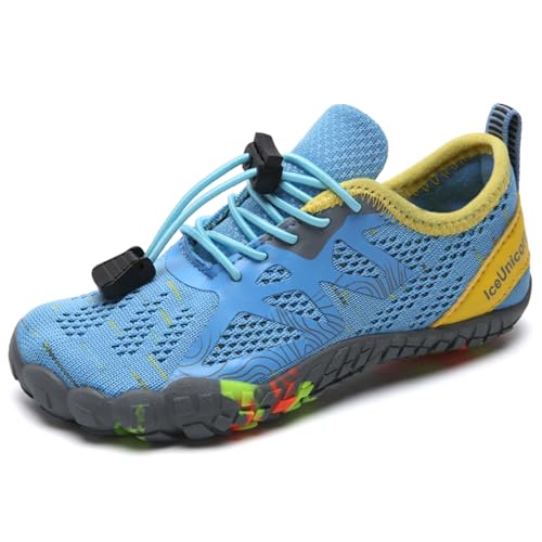 IceUnicorn Barfußschuhe Kinder Badeschuhe Junge Mädchen Wanderschuhe Traillaufschuhe(113Blau,25EU) von IceUnicorn