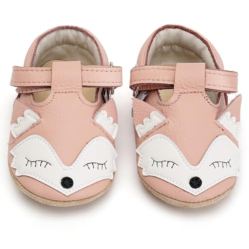 IceUnicorn Krabbelschuhe Baby Sommer Lauflernschuhe Baby Weicher Leder Sommer Baby Sandalen Lederschuhe Baby Wildledersohlen Babyschuhe(Fuchs Hellrosa, 12-18 Monate) von IceUnicorn