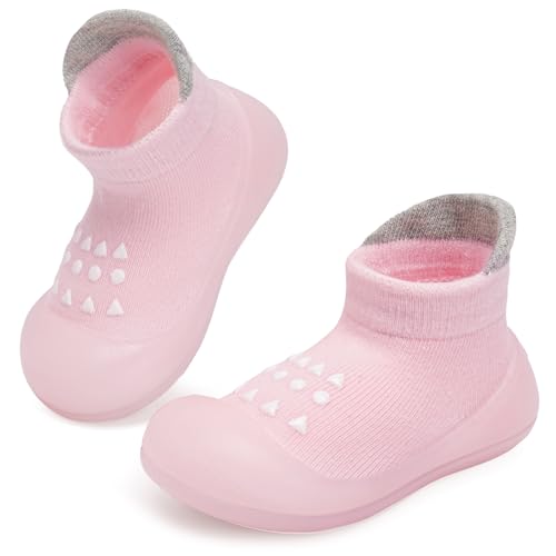 IceUnicorn Lauflernschuhe Baby Sockenschuhe krabbelschuhe Baby Rutschfeste Krabbelsocken Baby Mädchen Junge Weicher Babybodenschuhe(Rosa, 18-24 Monate) von IceUnicorn