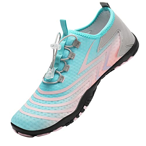 IceUnicorn Schwimmschuhe Unisex Damen Herren Strandschuhe Aquaschuhe Badeschuhe Wasserschuhe Surfschuhe Sommer(W.Pink Blau, 39EU) von IceUnicorn