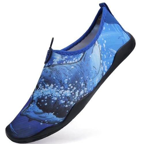 IceUnicorn Schwimmschuhe Unisex Damen Herren Strandschuhe Aquaschuhe Badeschuhe Wasserschuhe Surfschuhe Sommer(352 Marinehai, 42EU) von IceUnicorn