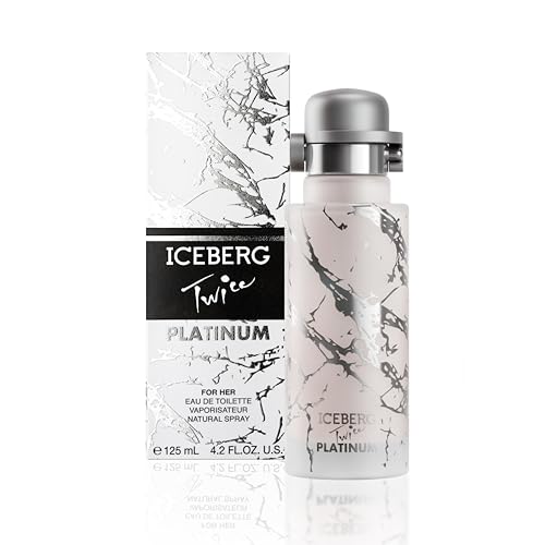 ICEBERG Twice Platinum – 125 ml Eau de Toilette, Luxuriöses Damen Parfüm mit Blumigen und Orientalischen Noten, Raffinierte, Zylindrische Flasche mit Marmoreffekt, für Bezaubernde Frauen von Iceberg