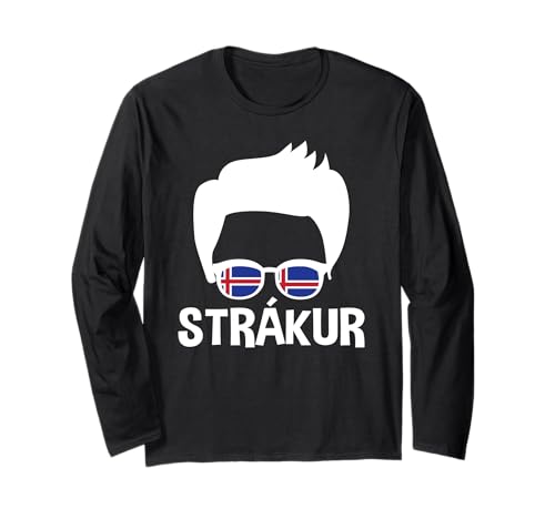 Strakur Island Boy Silhouette isländische Flagge Sonnenbrille Langarmshirt Strakur Island Boy Silhouette isländische Flagge Sonnenbrille Langarmshirt von Icelandic Flag Design Iceland Roots Pride