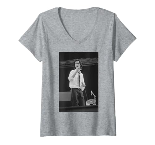 Damen Nick Cave Lead Sänger The Bad Seeds Reading Festival 1990 T-Shirt mit V-Ausschnitt Damen Nick Cave Lead Sänger The Bad Seeds Reading Festival 1990 T-Shirt mit V-Ausschnitt von Iconic Photo Moments