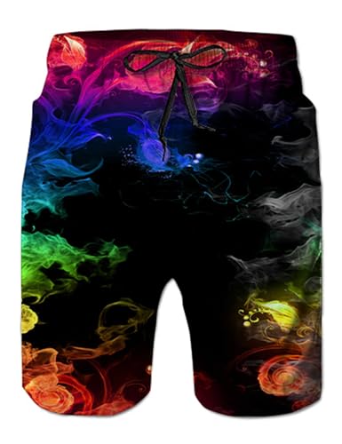 IDGREATIM Herren Beach Shorts 3D Bunte Print lustige Lounge Wear Hosen Pyjama Bottoms Jogger Lounge Hosen mit Tasche M von IDGREATIM