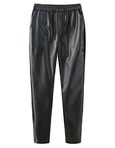 Idopy Herren Lederhose Jogginghose mit Kordelzug - Schwarz - 52 von Idopy