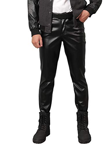 Idopy Herren Party Kostüm Kunstlederhosen Motorrad Bikerhose von Idopy