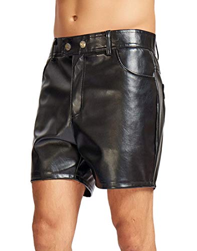 Idopy Herren Punk Clubwear PU Kunstleder Shorts Sport halbe Hosen von Idopy