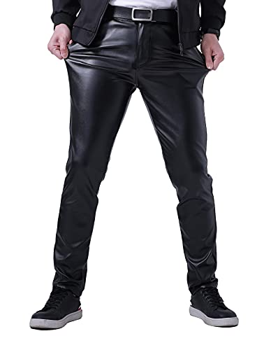 Idopy Herren Sommer Business Thin Slim Fit PU Kleid Kunstleder Hosen Jeans von Idopy