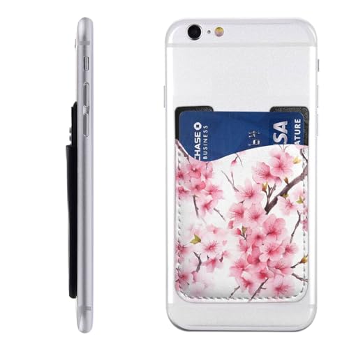 Cherry Blossom(1) Kartenhalter für Handyhülle, PU-Leder, selbstklebend, Ausweis, Kreditkartenetui, geeignet für die Rückseite der meisten Smartphones von IguaTu