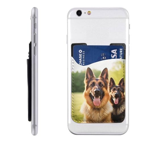 Happy German Shepherd Kartenetui für Handyhülle, PU-Leder, selbstklebend, Ausweis, Kreditkartenetui, geeignet für die Rückseite der meisten Smartphones von IguaTu