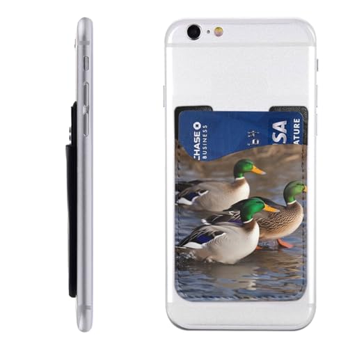 Mallard Ducks Kartenhalter für Handyhülle, PU-Leder, selbstklebend, Ausweis, Kreditkartenetui, geeignet für die Rückseite der meisten Smartphones von IguaTu