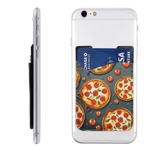 Pizza-Lebensmittel-Kartenhalter für Handyhülle, PU-Leder, selbstklebend, Ausweis, Kreditkartenetui, geeignet für die Rückseite der meisten Smartphones von IguaTu
