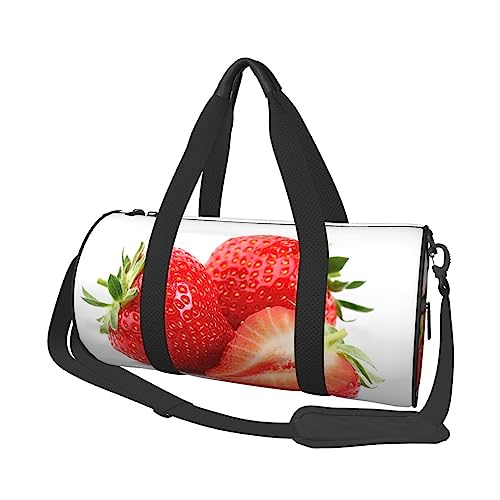 Runde Reisetasche Faltbare Sporttasche Große Kapazität Senfgelb Übernachtungstasche Geeignet für Männer und Frauen, Fresh Strawberry, Einheitsgröße von IguaTu