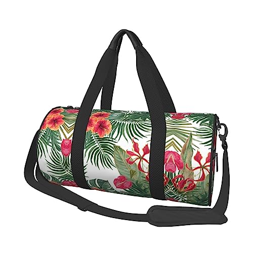 Runde Reisetasche Faltbare Sporttasche Große Kapazität Senfgelb Übernachtungstasche Geeignet für Männer und Frauen, Sommer Hawaii., Einheitsgröße von IguaTu