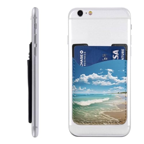 Sandy Beach Kartenhalter für Handyhülle, PU-Leder, selbstklebend, Ausweis, Kreditkartenetui, geeignet für die Rückseite der meisten Smartphones von IguaTu