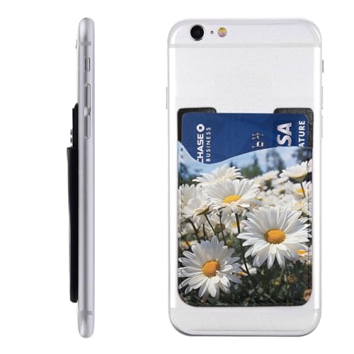 Wild White Daisies Kartenhalter für Handyhülle, PU-Leder, selbstklebend, Ausweis, Kreditkartenetui, geeignet für die Rückseite der meisten Smartphones von IguaTu