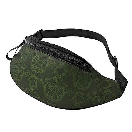 Bauchtasche mit Piratenflagge, für Herren und Damen, modische, verstellbare Umhängetasche, für Reisen, Sport, Wandern, Huntergrünes Blumenmuster, Einheitsgröße von Iguatu