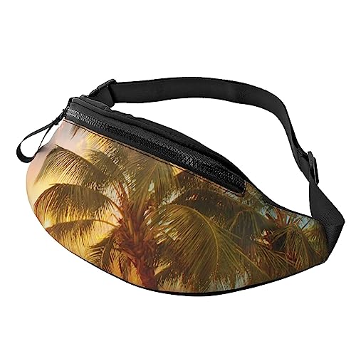 Niedliche Meerestier-Bauchtasche für Männer und Frauen, modische, verstellbare Crossbody-Hüfttasche, für Reisen, Sport, Wandern, Tropischer Strand Palme Sonnenuntergang, Einheitsgröße von Iguatu