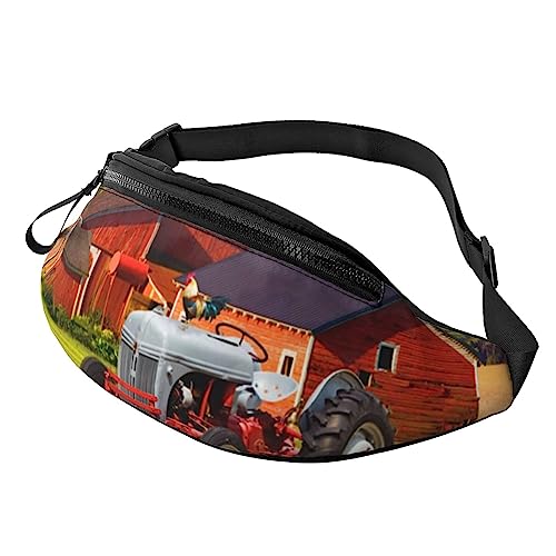 Rustikale alte Scheunenholz-Bauchtasche für Männer und Frauen, modische, verstellbare Crossbody-Hüfttasche, für Reisen, Sport, Wandern, Firma Farm Traktor, Einheitsgröße von Iguatu