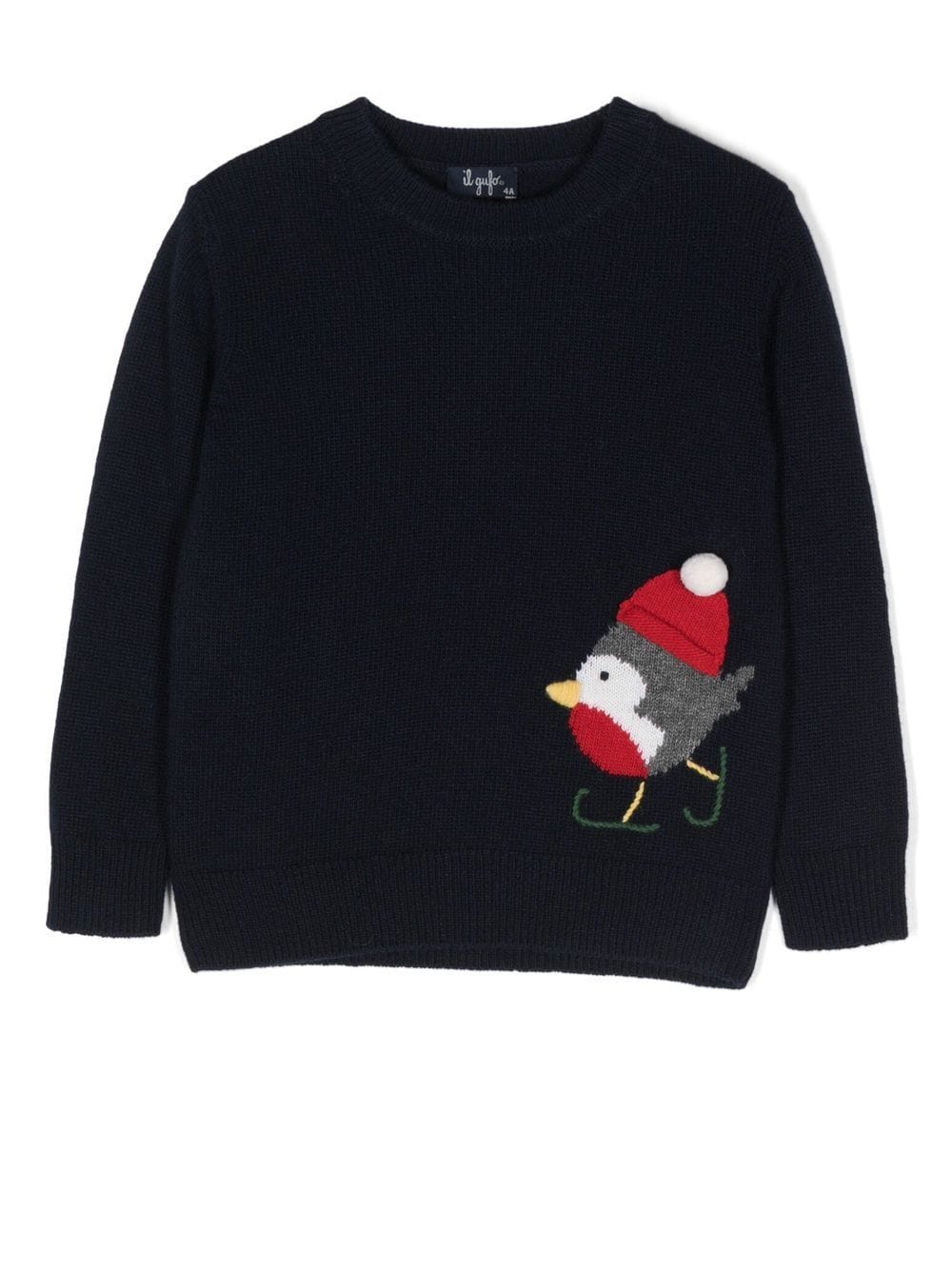 Il Gufo Pullover mit Vogelstickerei - Blau von Il Gufo