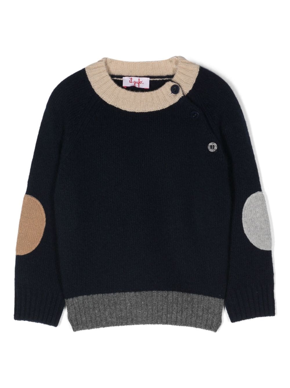 Il Gufo Pullover mit Ellenbogen-Patches - Blau von Il Gufo