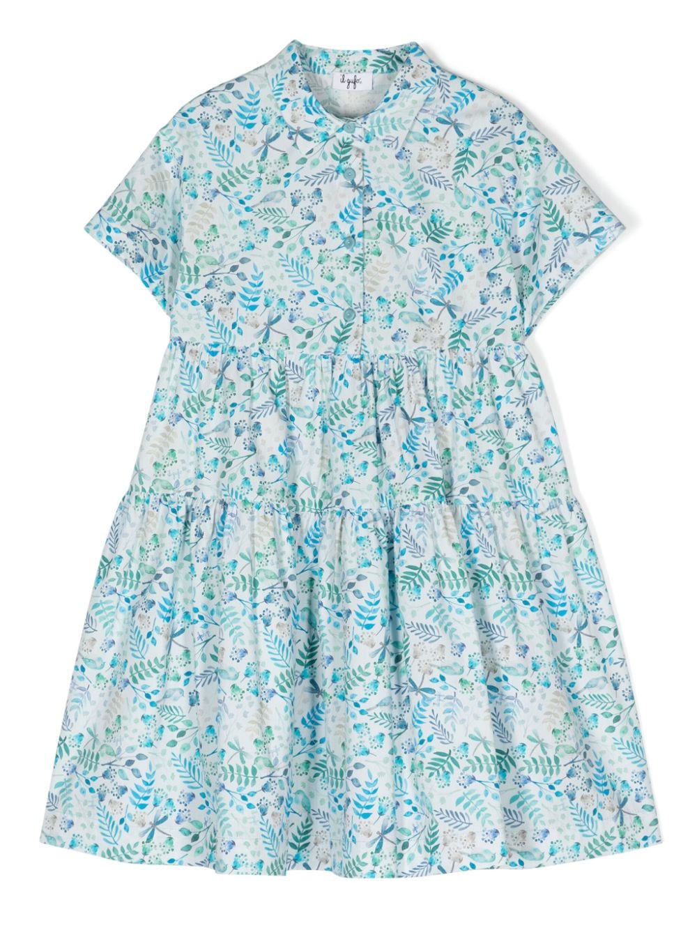 Il Gufo Gestuftes Hemdkleid mit Blumen-Print - Blau von Il Gufo