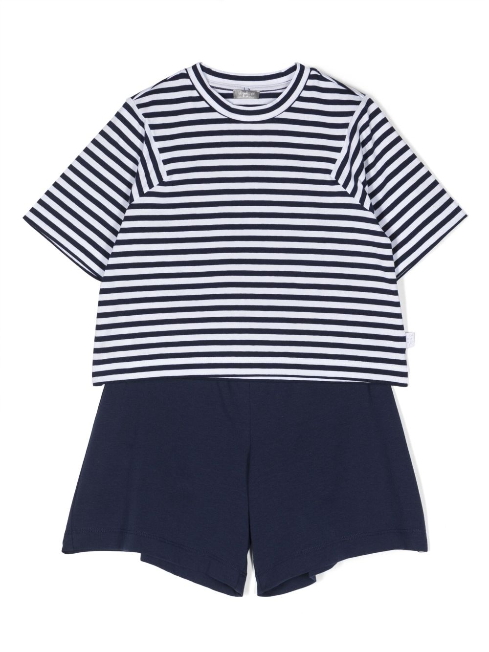 Il Gufo Set aus gestreiftem T-Shirt und Shorts - Blau von Il Gufo