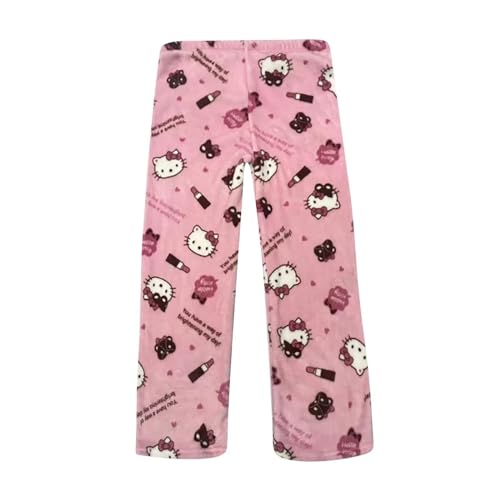 𝐇𝐞𝐥𝐥𝐨 𝐊𝐢𝐭𝐭𝐲 Pyjama Hose, Anime Cartoon Casual Home Hosenn, Kuscheltier Schlafanzug Damen,Schlafhose Weich Kawaii Pyjamas,Kuschelhose Damen Flauschig(C,M) von In Running