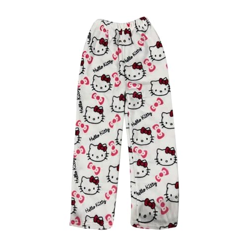 𝐇𝐞𝐥𝐥𝐨 𝐊𝐢𝐭𝐭𝐲 Pyjama Hose, Anime Cartoon Casual Home Hosenn, Kuscheltier Schlafanzug Damen,Schlafhose Weich Kawaii Pyjamas,Kuschelhose Damen Flauschig(H,L) von In Running