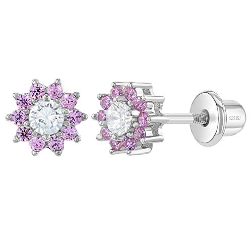 In Season Jewelry 925 Sterling Silber 6Mm Blendend Pink CZ Blumenohrringe, Beste Für Kleinkinder, Mädchen & Pre-Teens-Schraubverschluss Blumenliebhaber Mädchenohrringe Set! Formelles & Party-Outfit von In Season Jewelry