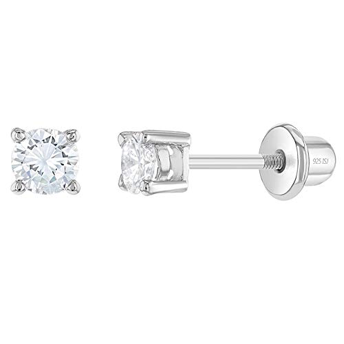 In Season Jewelry 925 Sterling Silber Super Bezaubernd Ohrringe Aus Klarem, Cz 3Mm Extra Enge Ohrstecker Und Leicht Zu Tragen Mit Schraubverschluss, Perfekt Für Säuglinge, Kleinkinder & Junge Mädchen von In Season Jewelry