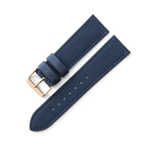 InOmak 20/22mm Nylon Watch Band Canvas Uhrengurt, Blue-Rose Gold Pin, 20mm von InOmak